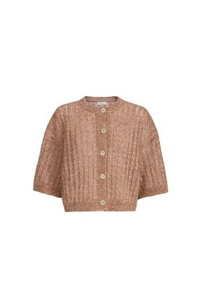 Brunello Cucinelli Dazzling cable cardigan in Brown at Nordstrom, Size Xx-Large Eu