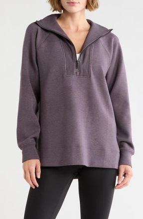 Spanx Air Essentials Brushed Half-Zip Sweatshirt in Heather Storm at Nordstrom Rack, Size X-Small