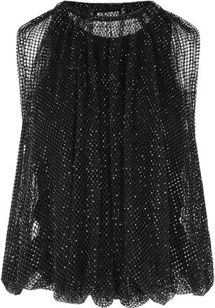 Sportmax Nodo Mesh Top With Black Crystals
