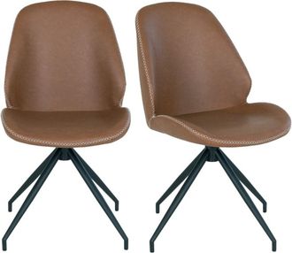 Moloo giratoria 360&deg; en piel sint&eacute;tica marr&oacute;n (x2)