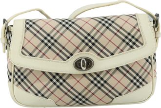 Burberry Nova Check Beige Canvas Shoulder Bag (Pre-Owned)