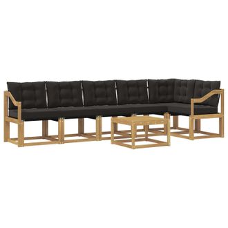 vidaXL Conjunto De Sof&aacute;s De Exterior Con Coj&iacute;n 7 Pcs Blanco Y Negro Vidaxl