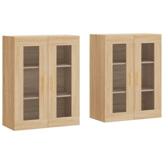 Berkfield Home Wall Mounted Cabinets 2 pcs Sonoma Oak Engineered Wood in Brown