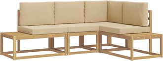 vidaXL Conjunto De Sof&aacute;s De Exterior 3 Pieza Y Beige Poli&eacute;ster Vidaxl