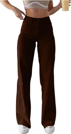 Generic HAOLEI Jeans for Women Petite Slim Fit Stretch Essentials Jeans Bootcut Flared Jeans High Waist Straight Leg Joggers Regular Fit Workout Spring Fall W