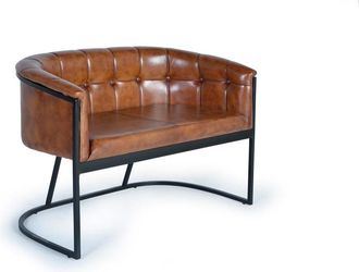 Giner&Colomer Sof&aacute; en cuero cuero natural y metal marr&oacute;n