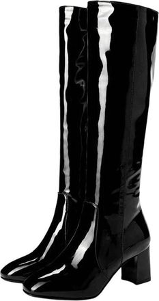 Generic Womens Knee High Boots Square Toe Elegant Side Zipper Winter Party Office Long Boot