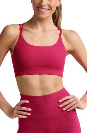 Beyond Yoga Spacedye Back to It Strappy Sports Bra in Berry Red Heather at Nordstrom, Size X-Large