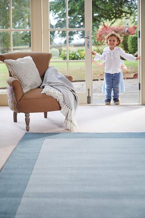 Origin Store Borders Rug in Duck Egg Blue | Size: 120 cm x 170 cm