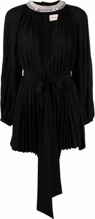 Alexandre Vauthier Zwarte kristalversierde geplooide mini-jurk - Dames - Korte kleedjes - Zwart - 2XS - Kleedjes