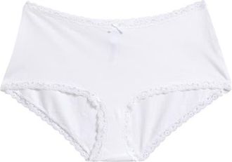 SKIMS Lace Trim Boyshorts in Snow at Nordstrom, Size Xx-Small