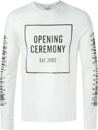 Opening Ceremony Wit Multi Barcode Modestijl - Heren - Longsleeves - Wit - XL - Tops