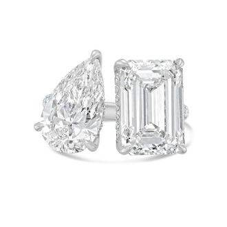 Diana M. Jewels 14KT WHITE GOLD 2 STONE LAB GROWN DIAMOND FASHION RING WEIGHING 4.00 CTS TW
