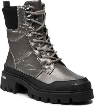 Aldo Yuclya 13311198-042 Combat Boots Womens Silver Round Toe Ankle JOBB1736