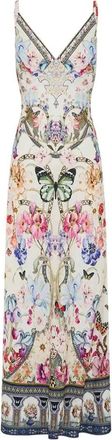 Camilla V-hals Lange Bias Slip Dress Monserrate Magic - Dames - Maxi kleedjes - Veelkleurig - XS - Leer - Kleedjes