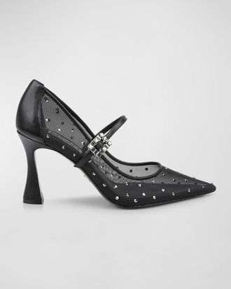 Badgley Mischka Antonia Crystal Mesh Mary Jane Pumps