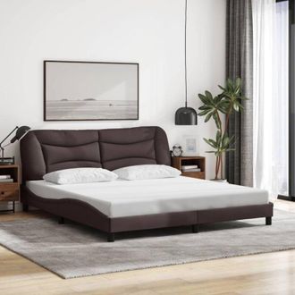 vidaXL Cama Sin Colch&oacute;n De Tela Marr&oacute;n Oscuro 180x200 Cm Vidaxl