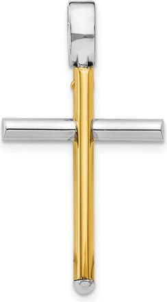 Diamond2Deal 14k Two-tone Gold Polished Cross Pendant