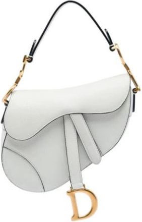 Dior Vintage, unisex, Wit, ONE Size, Leer, Pre-owned Saddle