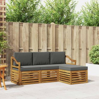 vidaXL Vidaxl Set Di Divani Da Esterno 4 Pz Naturale E Antracite