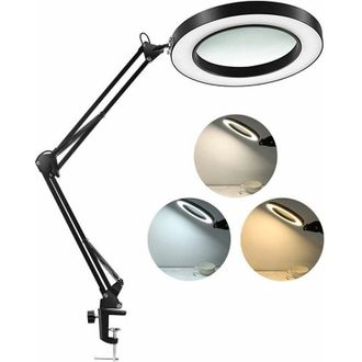 OEM L&aacute;mpara De Aumento Led Con Clip, 1500 L&uacute;menes De Brillo Regulable De Forma Continua, 3 Modos De Color, Lente De Cristal Aut&eacute;ntico De 4 Pulgadas Y 5 Di