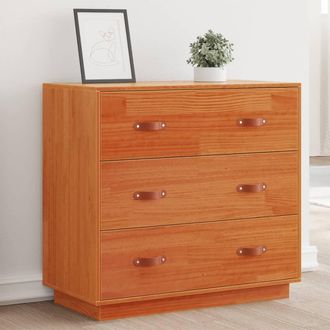 vidaXL Aparador De Madera Maciza De Pino Marr&oacute;n Cera 80x40x75 Cm Vidaxl