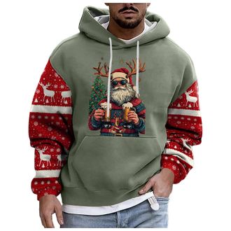 Generic Mens Hoodie Christmas Costume 3D Printed Reindeer Long Sleeve Jumper Christmas Hoodies for Men Ugly Xmas Jumper Sweaters Pullover Xmas Sweatshirt Jump