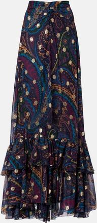 Etro Gonna lunga in seta con paisley e volant
