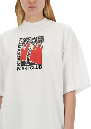 Palm Angels Logo-Embroidered Cotton T-Shirt - White