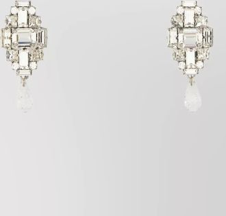 Alessandra Rich metal drop earrings geometric design crystals