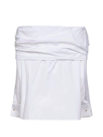 Max Mara Poplin Off-Shoulder with Stole Detail Blouse - White