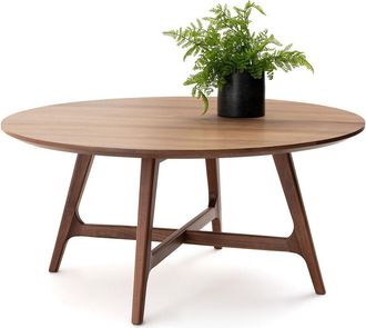 La Redoute Interieurs Grote ronde salontafel, notenhout en fineer, Larsen