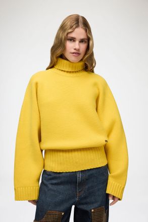 Ganni Yellow Turtleneck in Double Knit