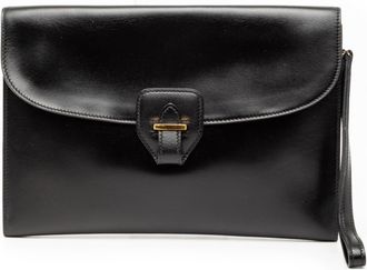 Herm&egrave;s Black Box Calf Leather Clutch Bag (Pre-Owned)