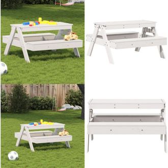 vidaXL Tavolo Picnic per Bambini Bianco 88x97x52cm Legno Massello Pino - Tavolo da giardino bambini - Tavolo da picnic in legno