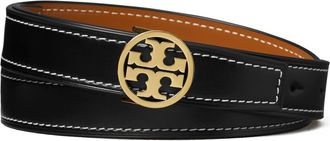 Tory Burch 1-Inch Miller Reversible Leather Belt in Black /Whiskey /Gold at Nordstrom, Size Xx-Large