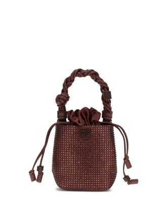 Ganni mini Bou embellished bucket bag - Red