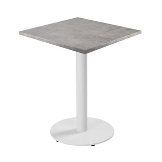 Oviala Mesa de comedor 60cm pie blanco y revestimiento de hormig&oacute;n gris claro