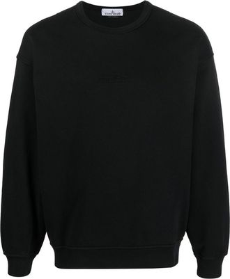 Stone Island embroidered-logo crewneck sweatshirt - men - Cotton/Cotton - M - Black