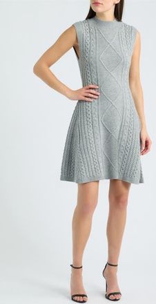 Eliza J Cable Stitch Sleeveless Sweater Dress in Grey at Nordstrom, Size Xx-Large