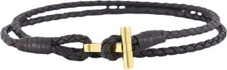 Tom Ford Bracciale a T intrecciato marrone scuro Tom Ford