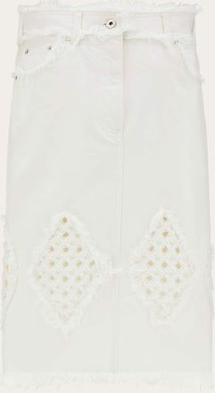 Ferragamo Women Denim skirt with frayed detail White
