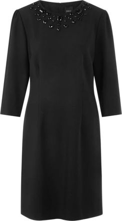 Marc Cain Jurk met edelstenen - Dames - Jurken - Zwart - Maat: 2XL Leer