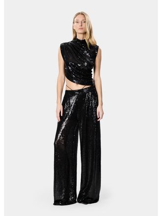 Amazu&igrave;n Sequin-Embroidered Jumpsuit - Black