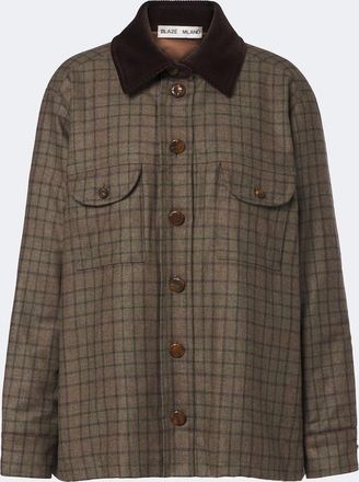 Blaz&eacute; Milano Blaz&eacute; Milano Olmida Berber checked wool and cashmere jacket