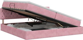vidaXL Cama Con Almacenamiento Rosa 200 X 200 Cm Terciopelo Vidaxl