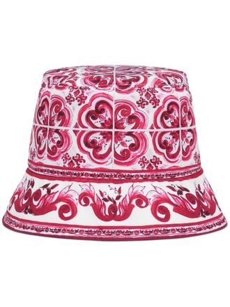 Dolce & Gabbana graphic-print bucket hat - women - Polyester/Polyester - 57 - White