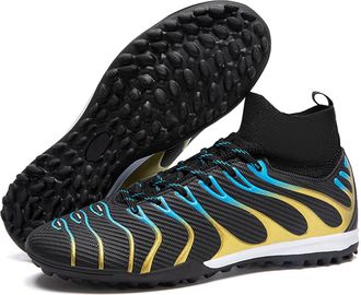 Generic Mens High-top Professional Training Soccer Shoes - Breathable Anti-Slip Competition Football Shoes for Men Women (Black-Short Cleats,6.5)