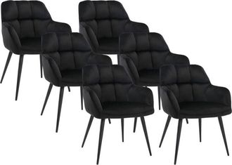 Vente-Unique Sedia con braccioli Velluto e Metallo Nero Lotto di 6 - pega di pascal morabito