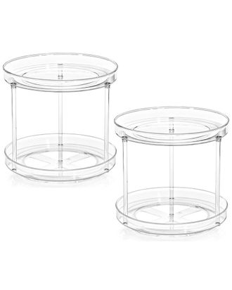 Sorbus Pack Of Two 2-Tier Clear Lazy Susan Organizers